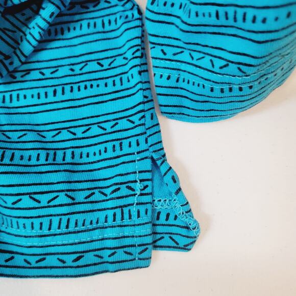 VTG 90s Boxy Fit Pocket Tee T-Shirt Mens L V-Notch Aztec Print Teal - Picture 5 of 6